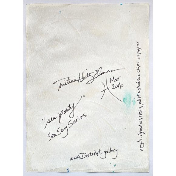 Sea Party - Original Art Mixed Media Painting Frame Ready Artwork 11”x15” - Picture 7 of 7